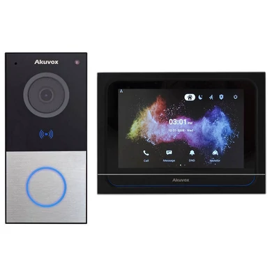 Akuvox egylakásos videó kaputelefon szett, WiFi csatlakozás, 7"-os beltéri készülék