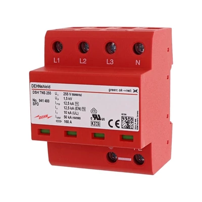DEHN Túlfeszültség levezető, T1+T2, 4P, 50kA 941400