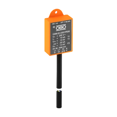 OBO Túlfeszültség-levezető T2+T3, 1P+NPE, vízmentes (IP65) 5092433