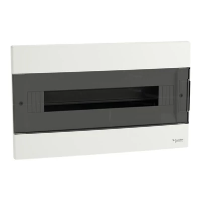 Schneider EASY9 kiselosztó, 18 modul, PE+N sínnel, füstszínű ajtóval, süllyesztett szerelésű EZ9EUA118 Schneider EASY9 kiselosztó, 18 modul, PE+N sínnel, füstszínű ajtóval, süllyesztett szerelésű EZ9EUA118