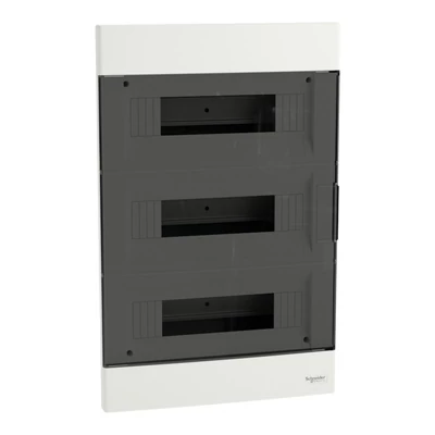 Schneider EASY9 kiselosztó, 3x12 modul, PE+N sínnel, füstszínű ajtóval, süllyesztett szerelésű EZ9EUA312 Schneider EASY9 kiselosztó, 3x12 modul, PE+N sínnel, füstszínű ajtóval, süllyesztett szerelésű EZ9EUA312