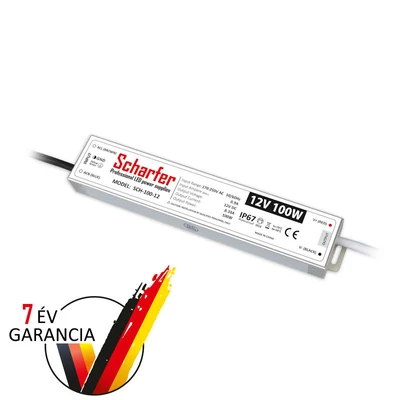 Scharfer vízálló tápegység 12VDC, 100W, IP67, SCH-100-12