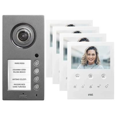 Urmet Mikra Plus négy lakásos társasházi kaputelefon szett 5"-os beltéri készülékkel, 2voice Urmet Mikra Plus négy lakásos társasházi kaputelefon szett 5"-os beltéri készülékkel, 2voice
