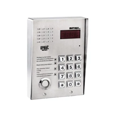 Urmet Matibus-SE kaputábla esővédővel, kódzárral, dallas olvasóval, digitális, 2 vezeték, 1-100 lakásig, 1052/105D