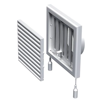 VENTS szellőző rács kézi zsaluval és rovarhálóval, D=100, MV100VRSABS VENTS szellőző rács kézi zsaluval és rovarhálóval, D=100, MV100VRSABS