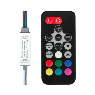 Ultralux RGBRFC6A RF Mini vezérlő RGB vagy fehér LED világításhoz távirányítóval, 5-24V DC, 6A Ultralux RGBRFC6A RF Mini vezérlő RGB vagy fehér LED világításhoz távirányítóval, 5-24V DC, 6A