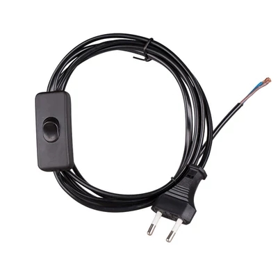 ULTRALUX ZKSTKB Fekete tápkábel kapcsolóval és dugóval, 2m