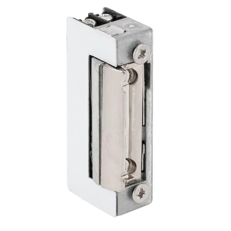 Dorcas elektromos zár, keskeny, szimmetrikus, feszültségre nyit, állítható zárnyelv, radiális, belső memória, 8-12V AC-DC, 700mA
